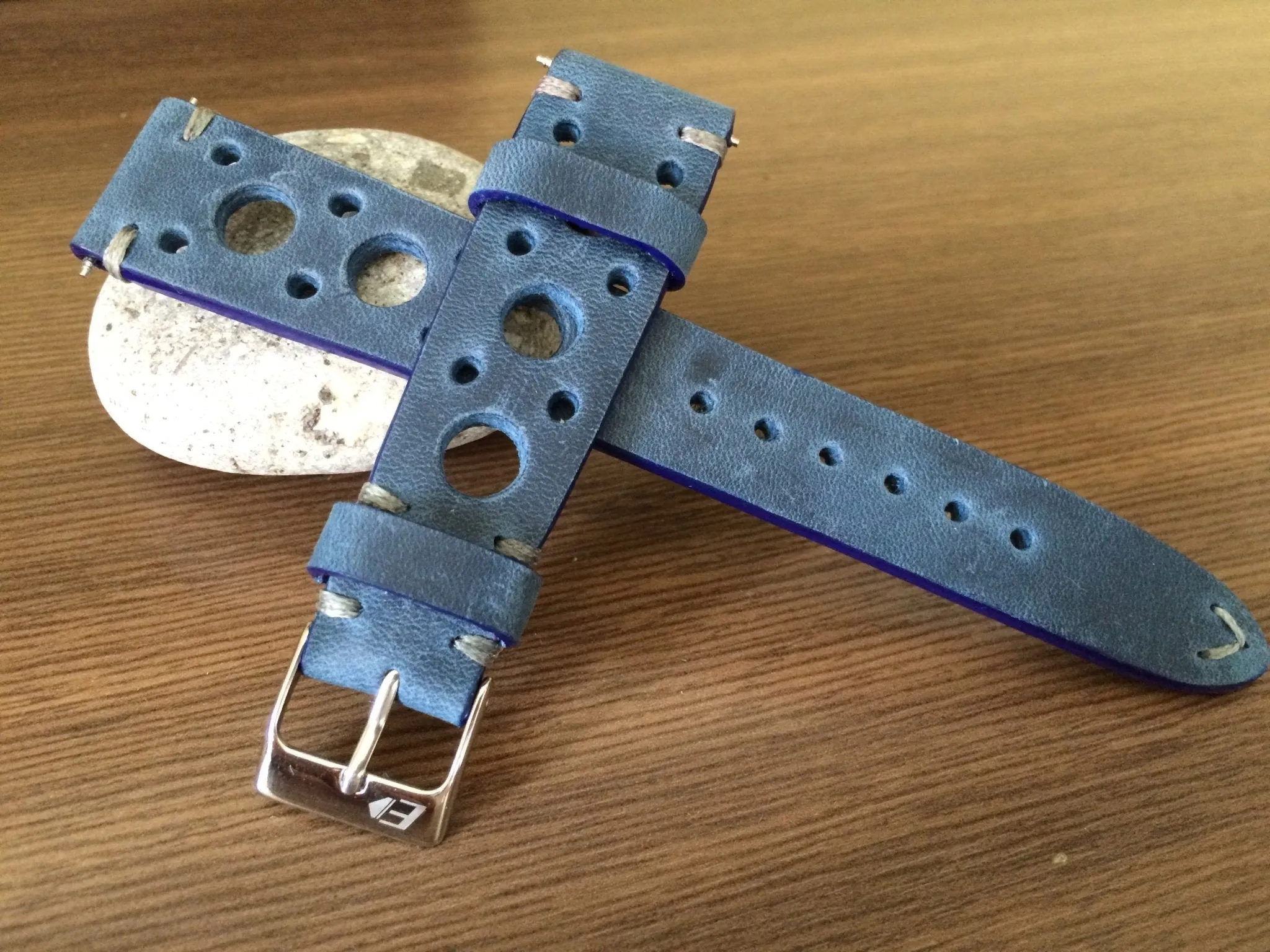 Blue Watch Straps, Rally & Racing Watch straps, 18mm 19mm and 20mm watch band, Leather watch band, 20mm strap, FREE SHIPPING