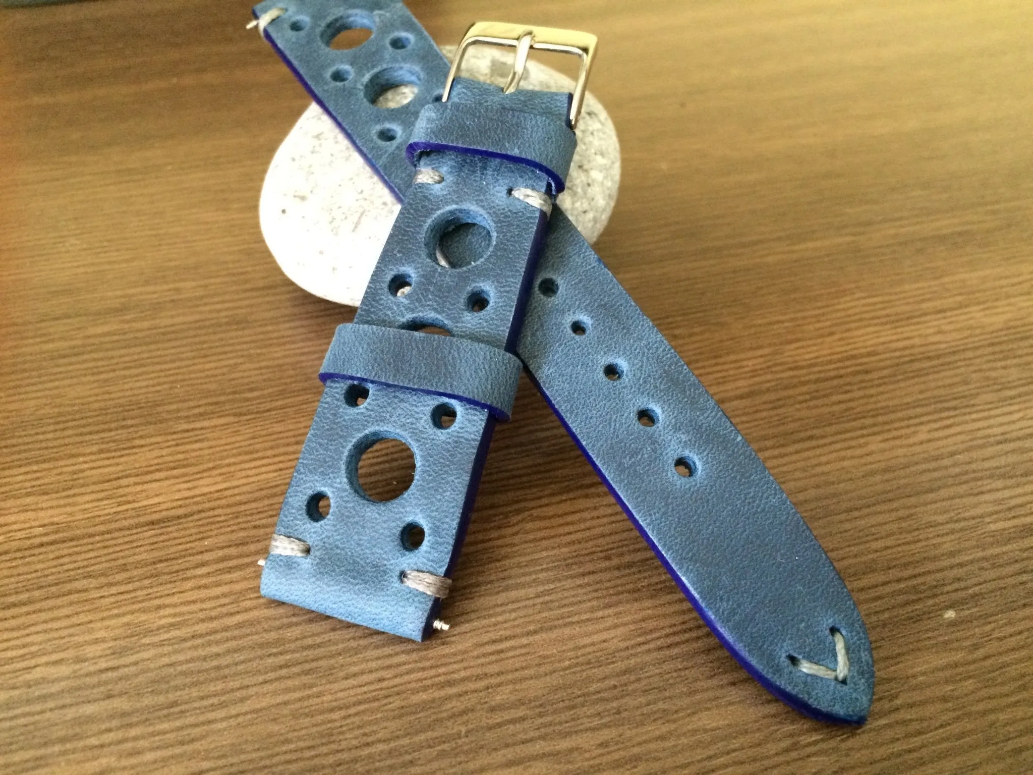 Blue Watch Straps, Rally & Racing Watch straps, 18mm 19mm and 20mm watch band, Leather watch band, 20mm strap, FREE SHIPPING