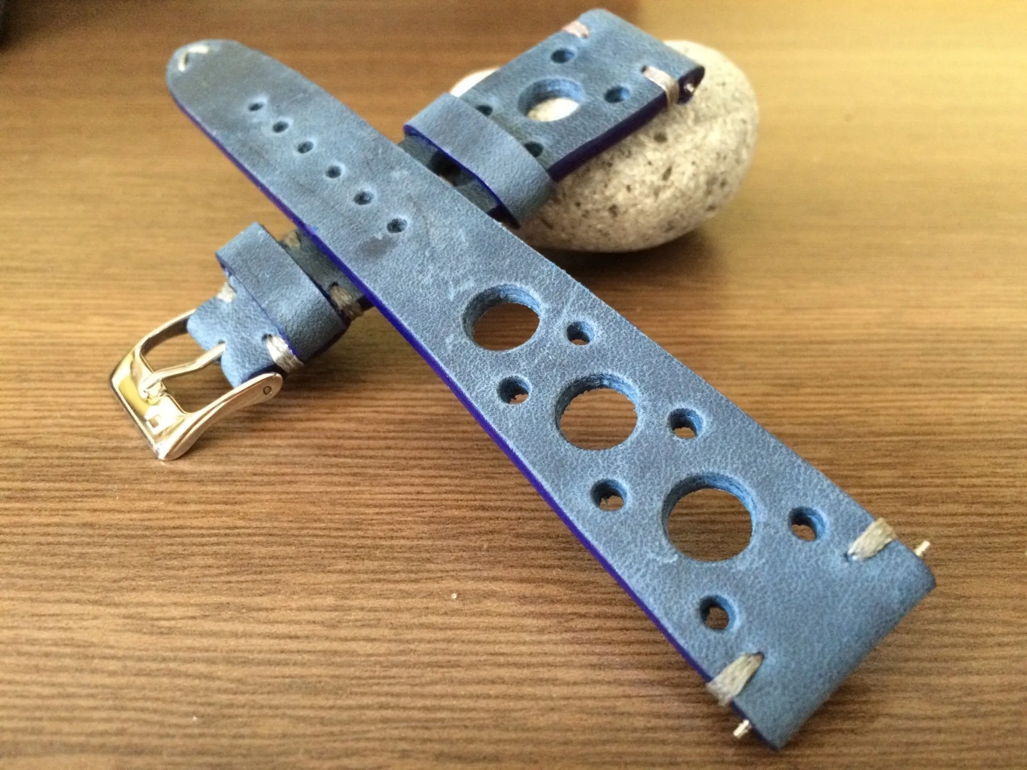 Blue Watch Straps, Rally & Racing Watch straps, 18mm 19mm and 20mm watch band, Leather watch band, 20mm strap, FREE SHIPPING