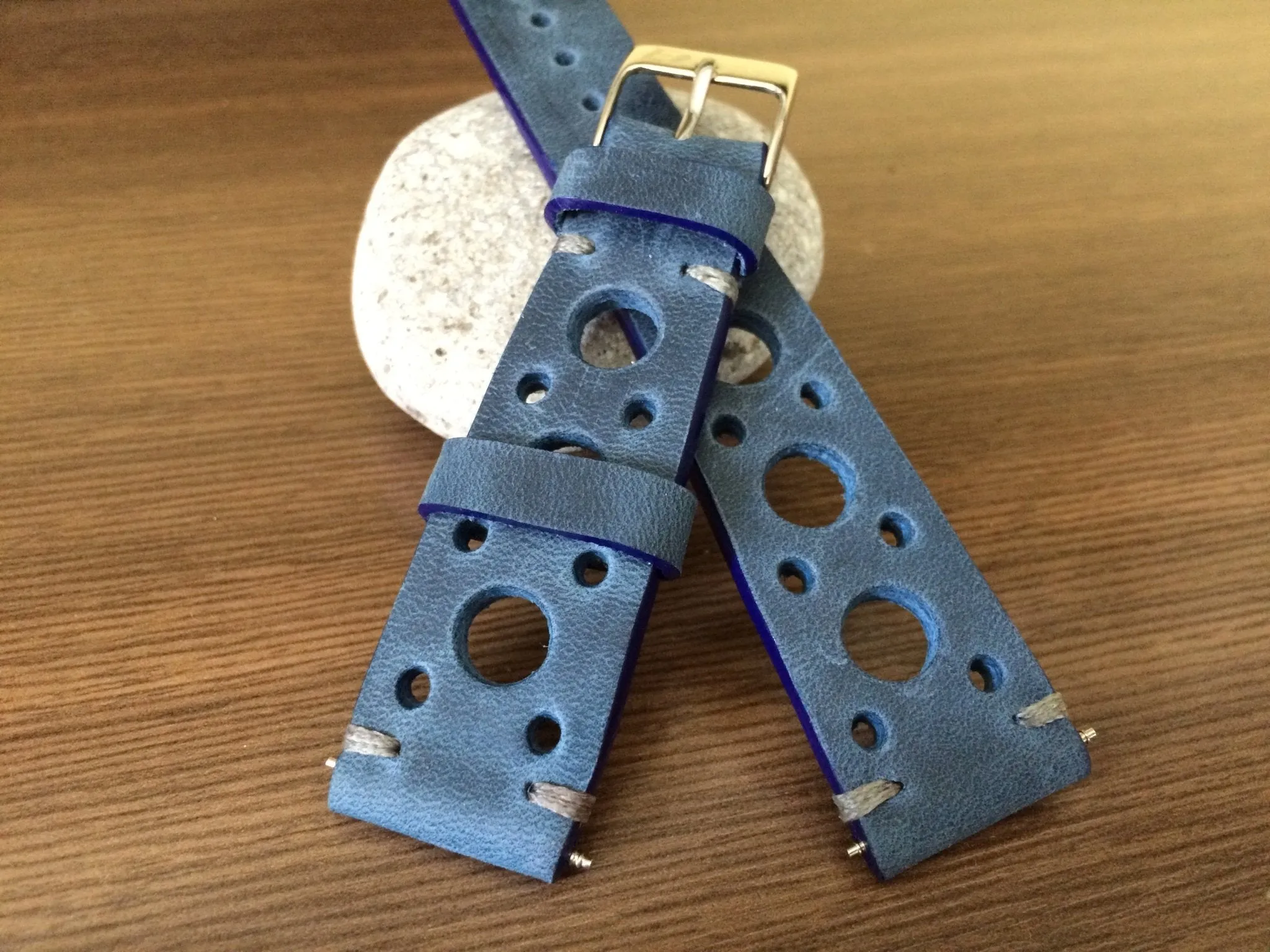 Blue Watch Straps, Rally & Racing Watch straps, 18mm 19mm and 20mm watch band, Leather watch band, 20mm strap, FREE SHIPPING