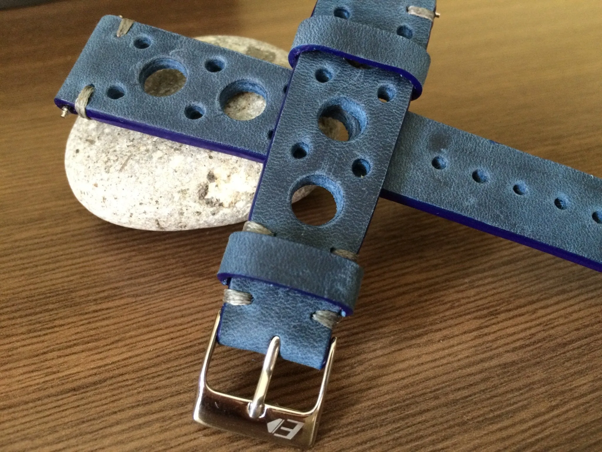 Blue Watch Straps, Rally & Racing Watch straps, 18mm 19mm and 20mm watch band, Leather watch band, 20mm strap, FREE SHIPPING