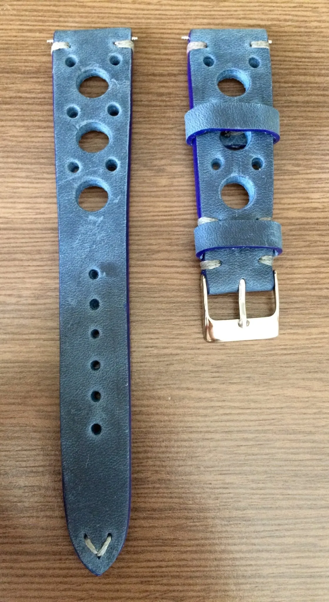 Blue Watch Straps, Rally & Racing Watch straps, 18mm 19mm and 20mm watch band, Leather watch band, 20mm strap, FREE SHIPPING
