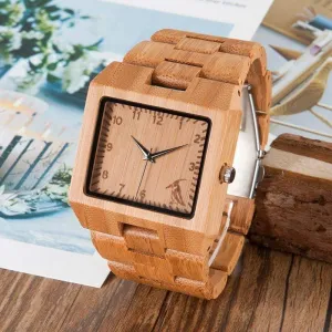 BOBO BIRD Fashion Men Square Bamboo Wooden Watches