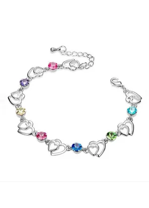 Bracelet Hearts with Multicolor Austrian Crystals