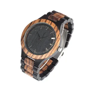 Brand Fashion Designer Men's Zebra Wooden Quartz Watches in Gift Box