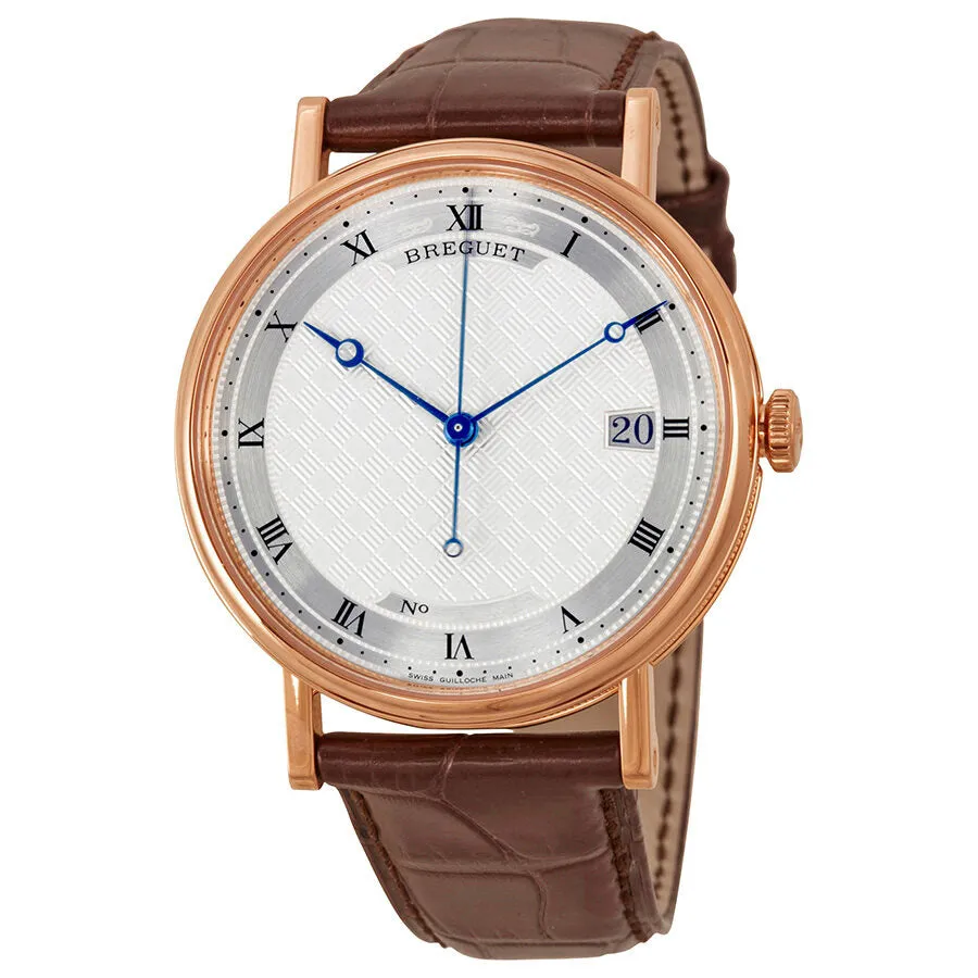 Breguet Classique Silver Dial 18kt Rose Gold Brown Leather Men's Watch 5177BR129V6 5177BR/12/9V6