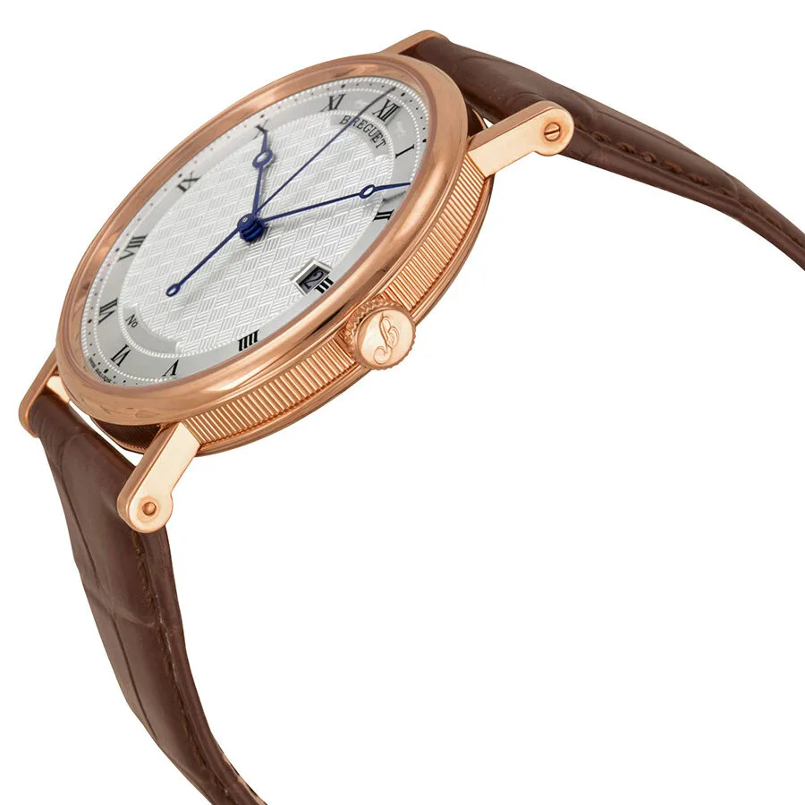 Breguet Classique Silver Dial 18kt Rose Gold Brown Leather Men's Watch 5177BR129V6 5177BR/12/9V6