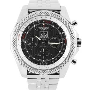 Breitling Bentley 6.75 Chronograph PAPERS Steel Black 49mm A44364 Watch BOX