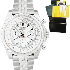 Breitling Bentley Chronograph White Stainless Steel 48mm Watch A25363 FULL SET