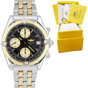 Breitling Chronomat 39mm Chronograph Black 18K Two Tone Stainless D13050.1 Watch