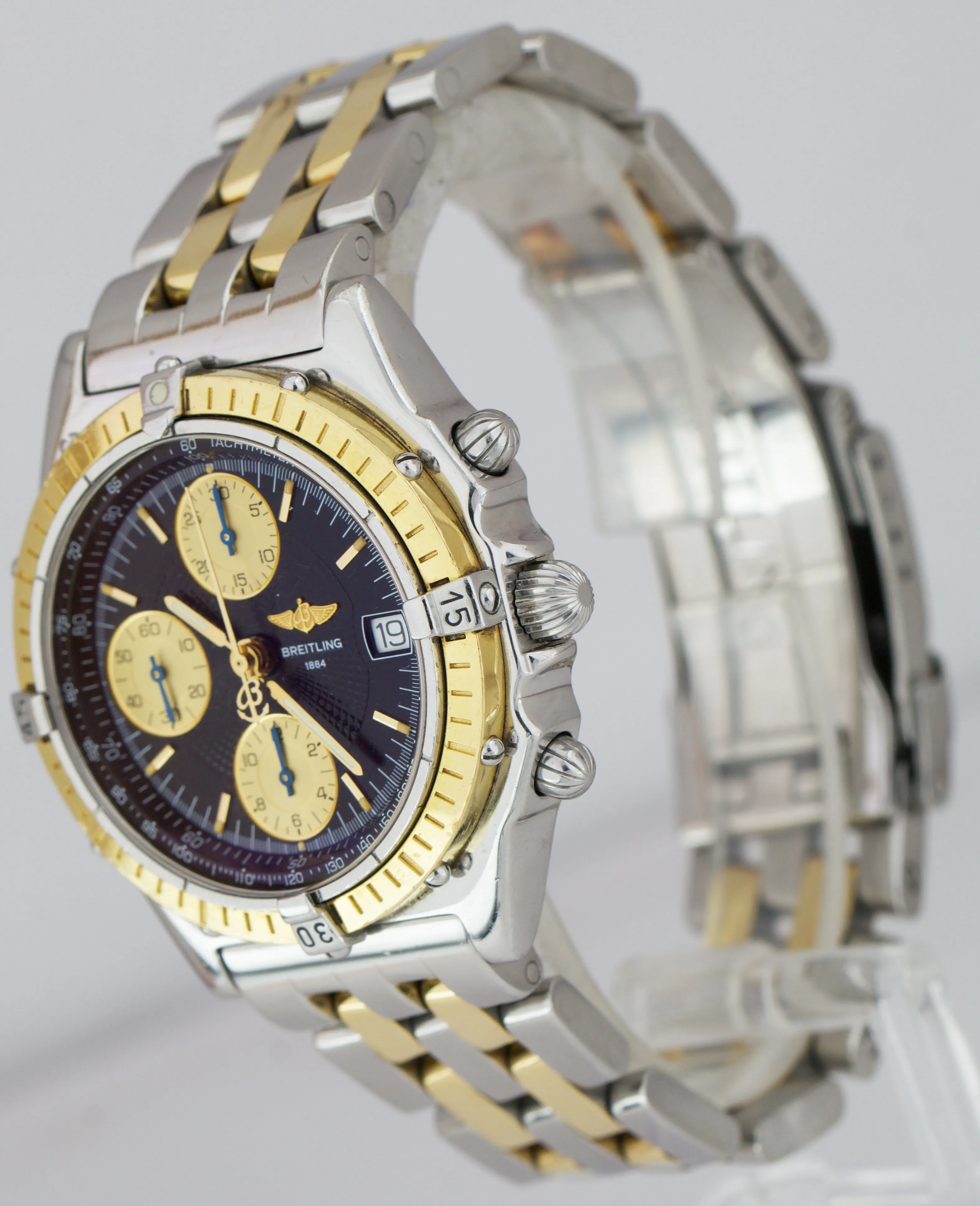 Breitling Chronomat 39mm Chronograph Black 18K Two Tone Stainless D13050.1 Watch