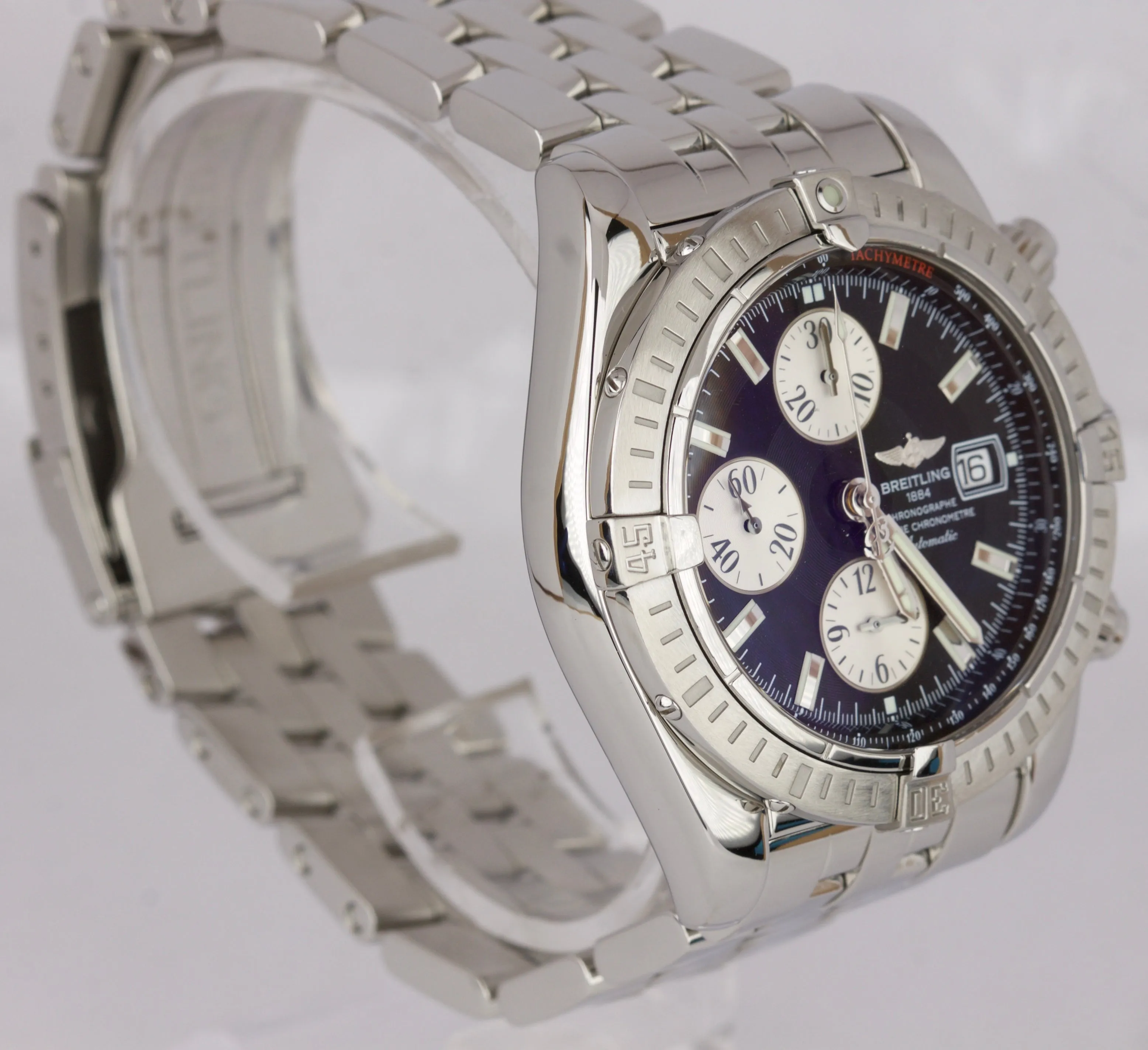 Breitling Chronomat Evolution Chronograph 44mm Black Stainless Watch A13356