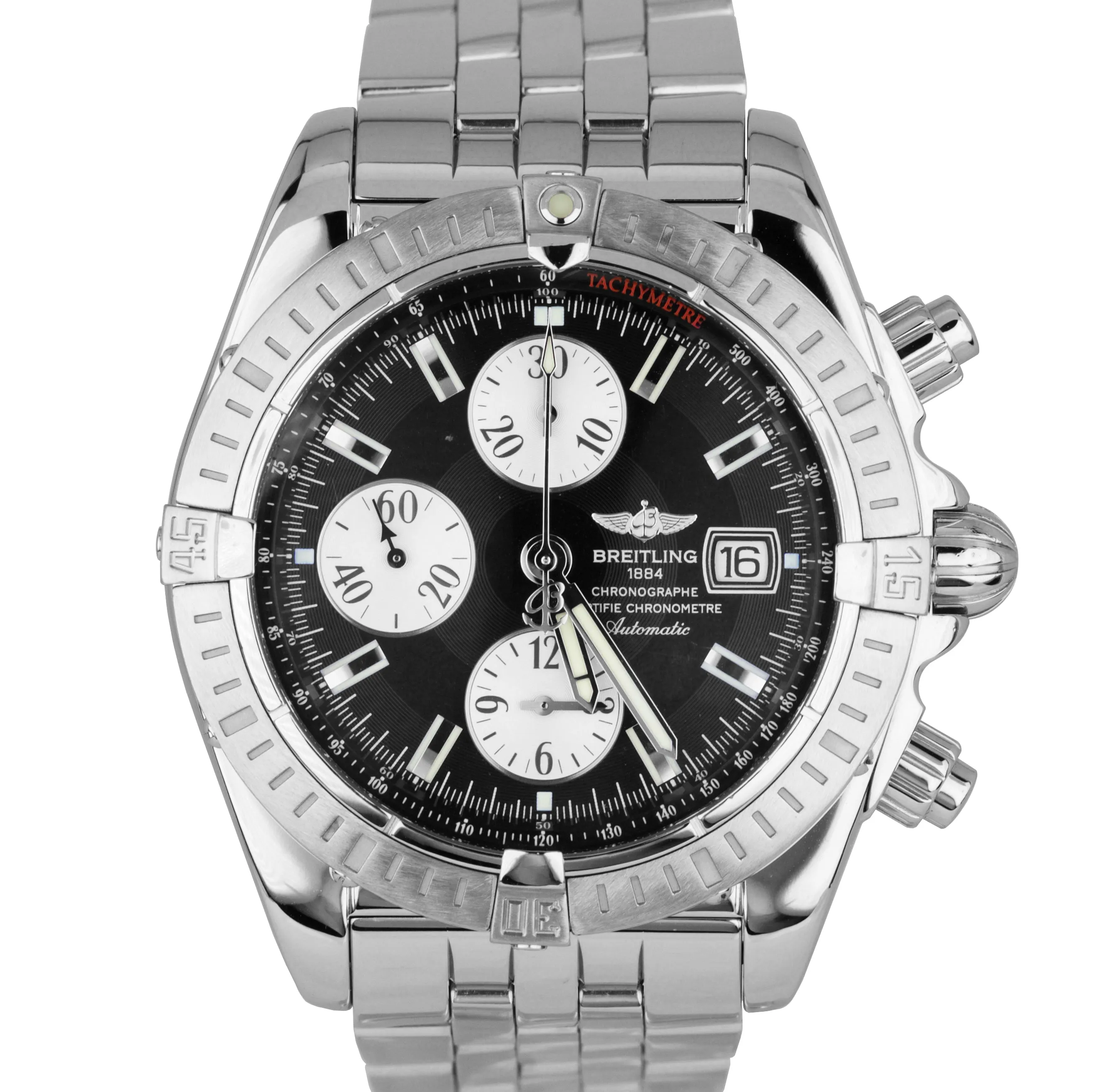 Breitling Chronomat Evolution Chronograph 44mm Black Stainless Watch A13356