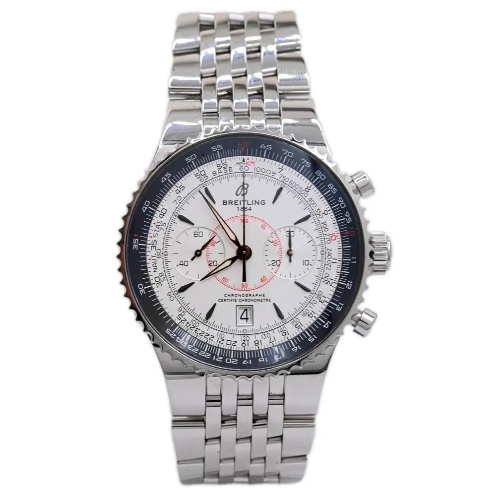 Breitling Men's Montbrilliant Stainless Steel 47mm White Chronograph Dial Watch Reference #:  A2334024-G631SS