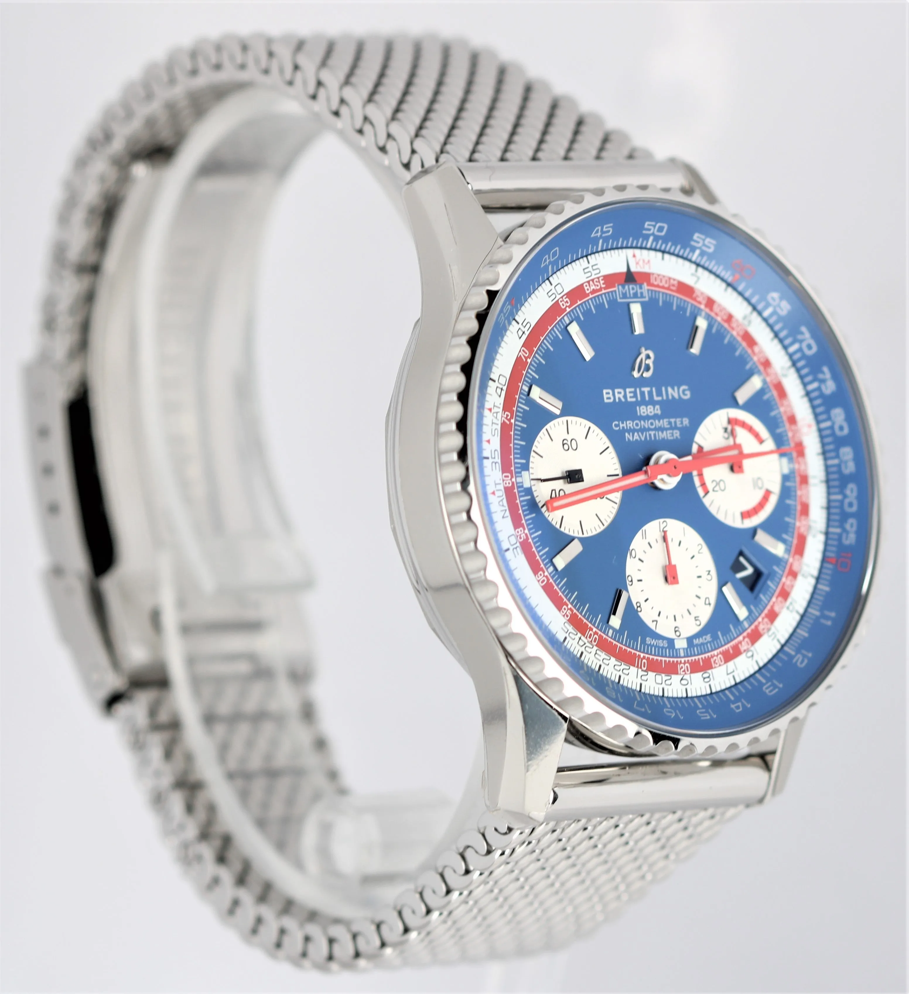 Breitling Navitimer Chronometer Date Stainless Steel Blue Dial 42mm AB0121 Watch