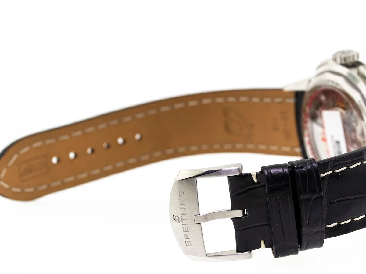 Breitling Premier B01 Chronograph 42mm Stainless Steel Silver Dial Black Coco Strap