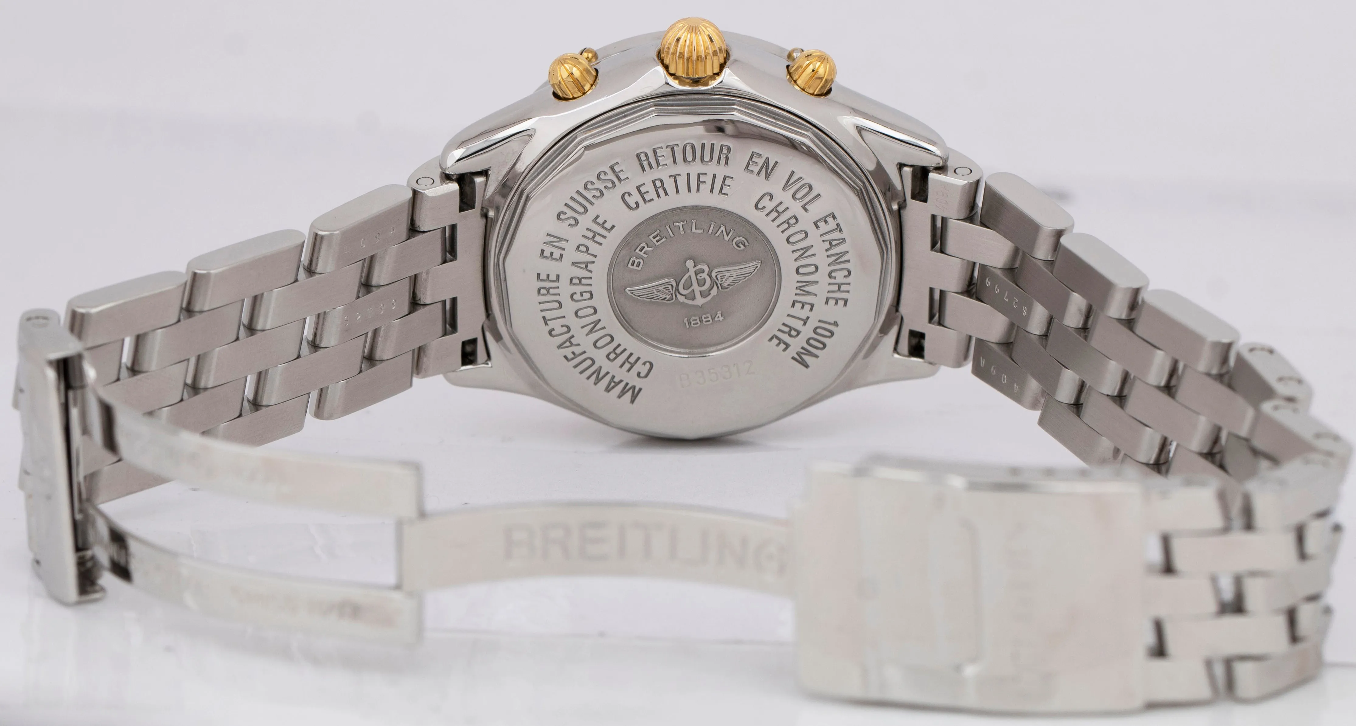 Breitling Shadow Flyback Chronograph 38mm Two-Tone White Stainless Watch B35312