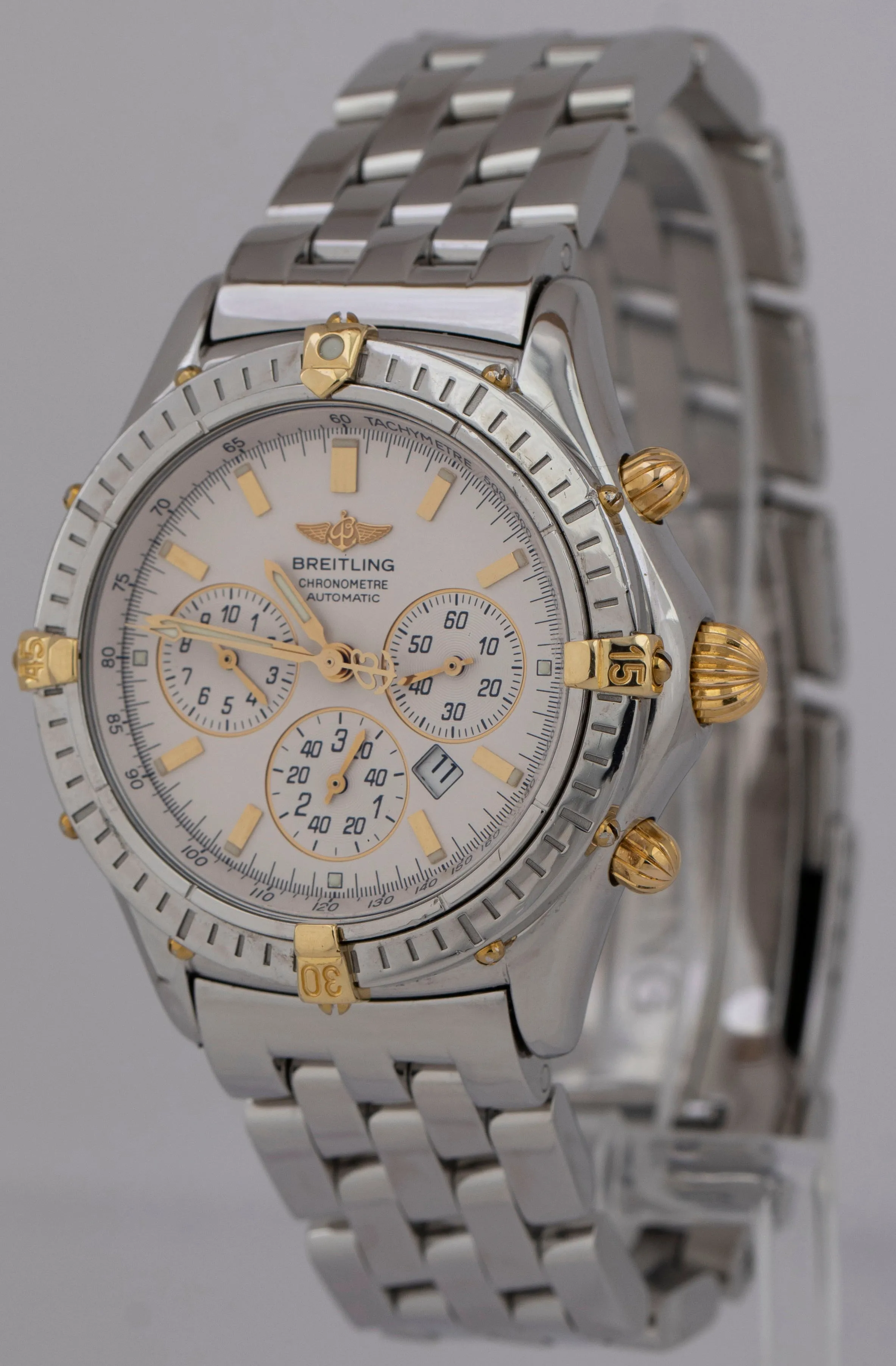 Breitling Shadow Flyback Chronograph 38mm Two-Tone White Stainless Watch B35312