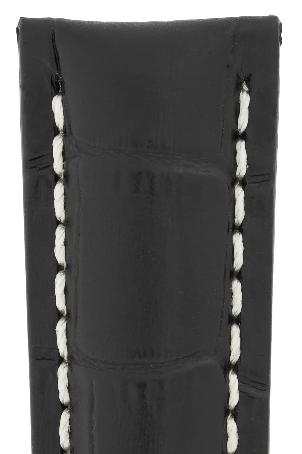Breitling-Style Alligator-Embossed Watch Strap & Buckle Black