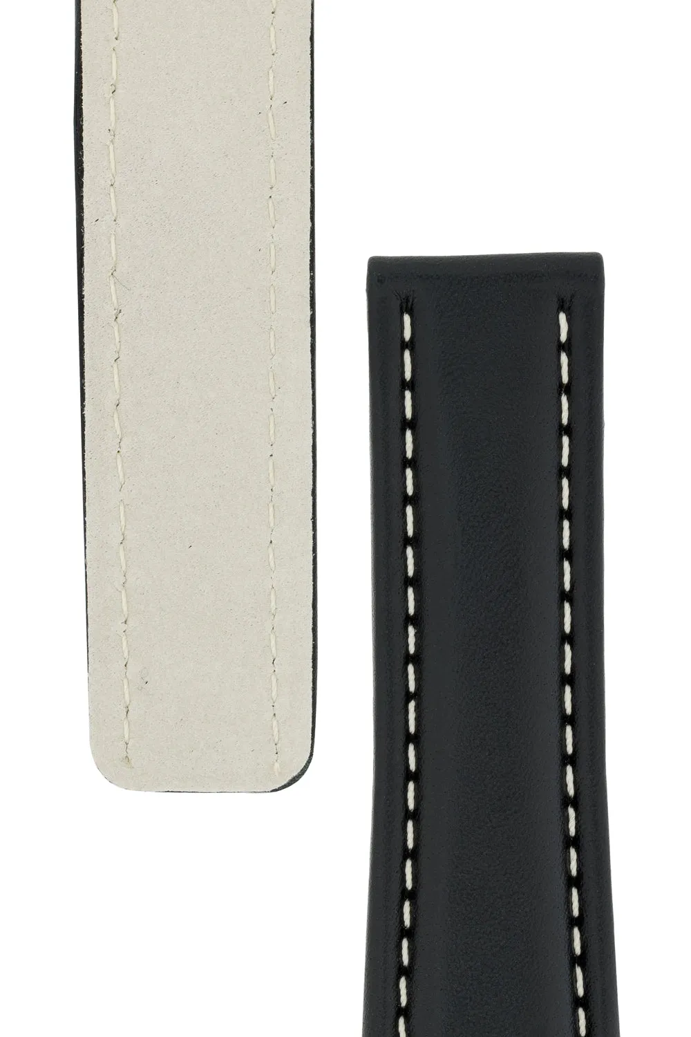 Breitling-Style Calf Deployment Watch Strap in BLACK