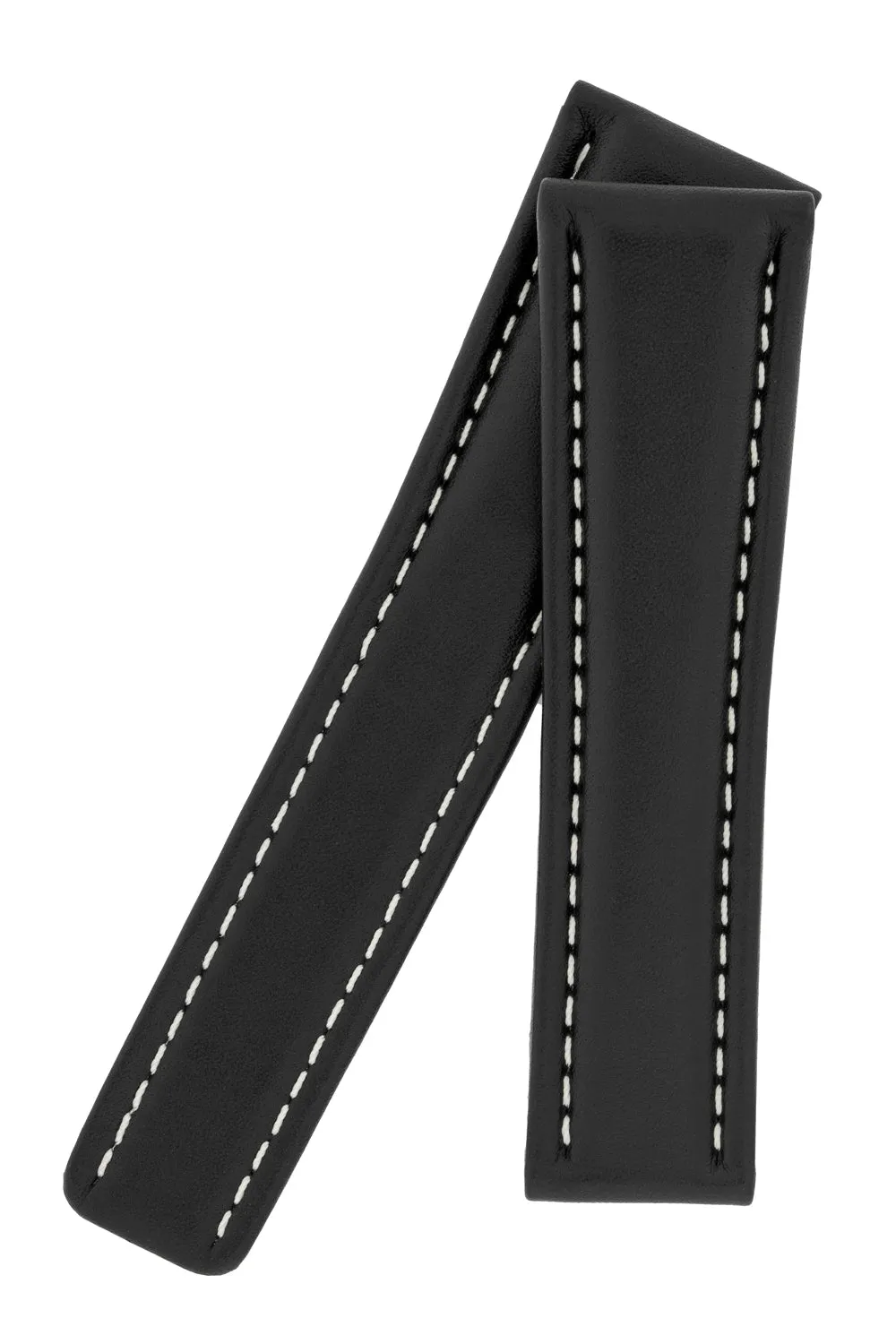 Breitling-Style Calf Deployment Watch Strap in BLACK