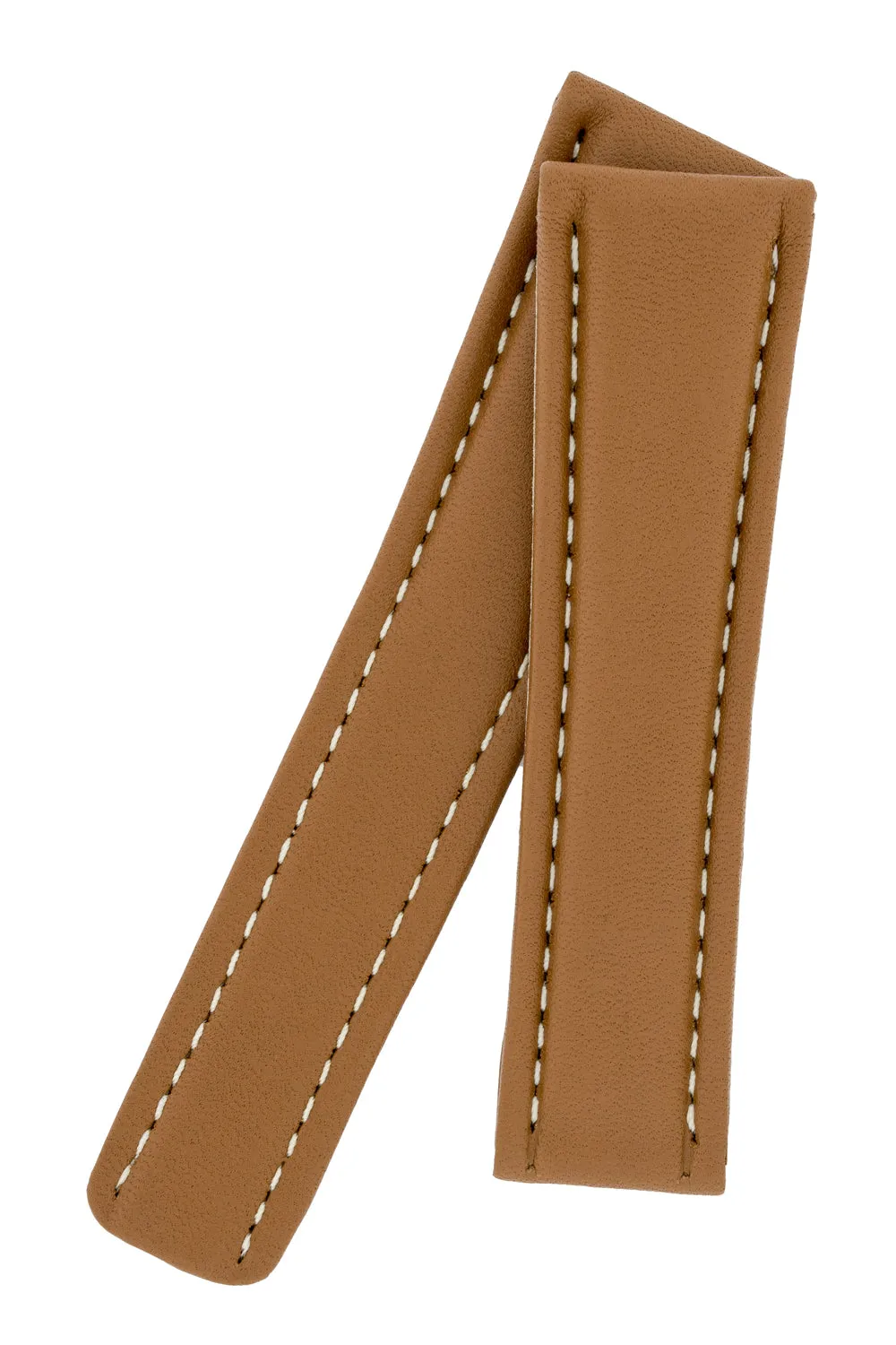 Breitling-Style Calf Deployment Watch Strap in CARAMEL