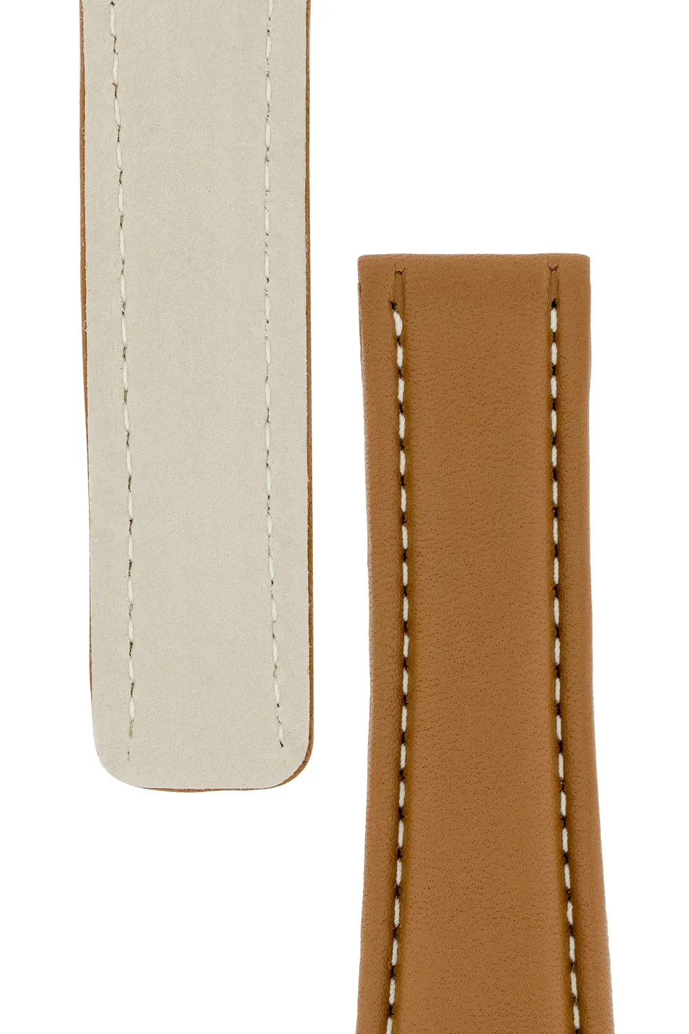 Breitling-Style Calf Deployment Watch Strap in CARAMEL