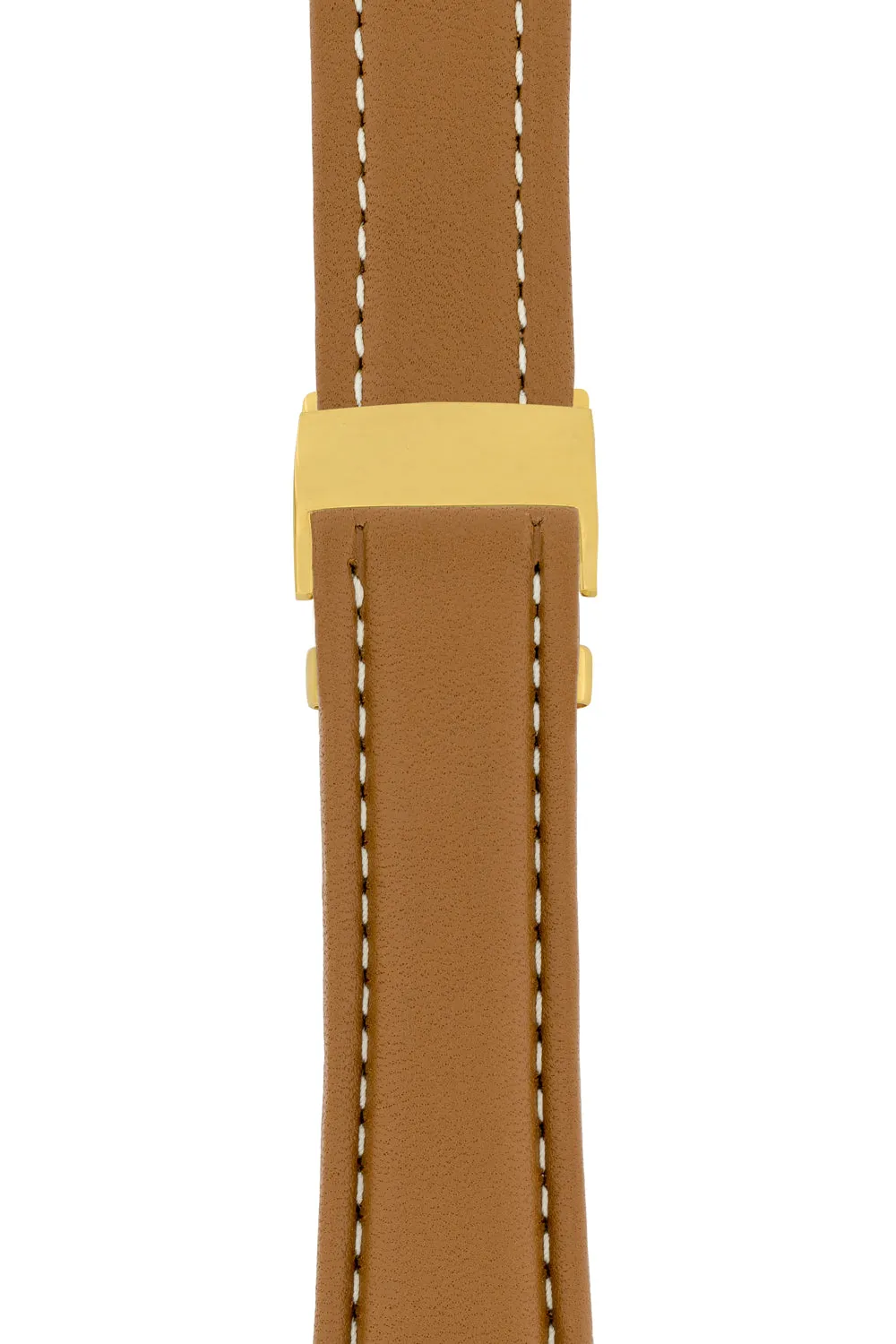 Breitling-Style Calf Deployment Watch Strap in CARAMEL