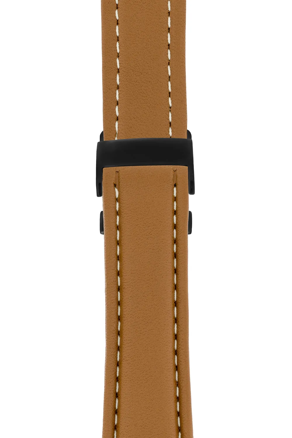 Breitling-Style Calf Deployment Watch Strap in CARAMEL