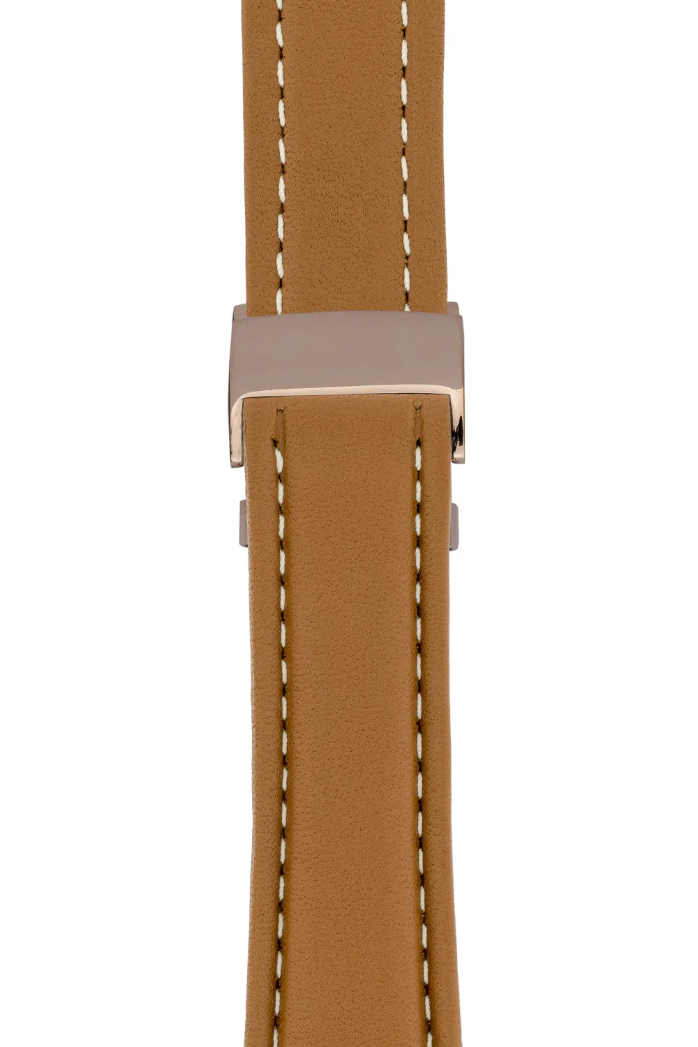Breitling-Style Calf Deployment Watch Strap in CARAMEL