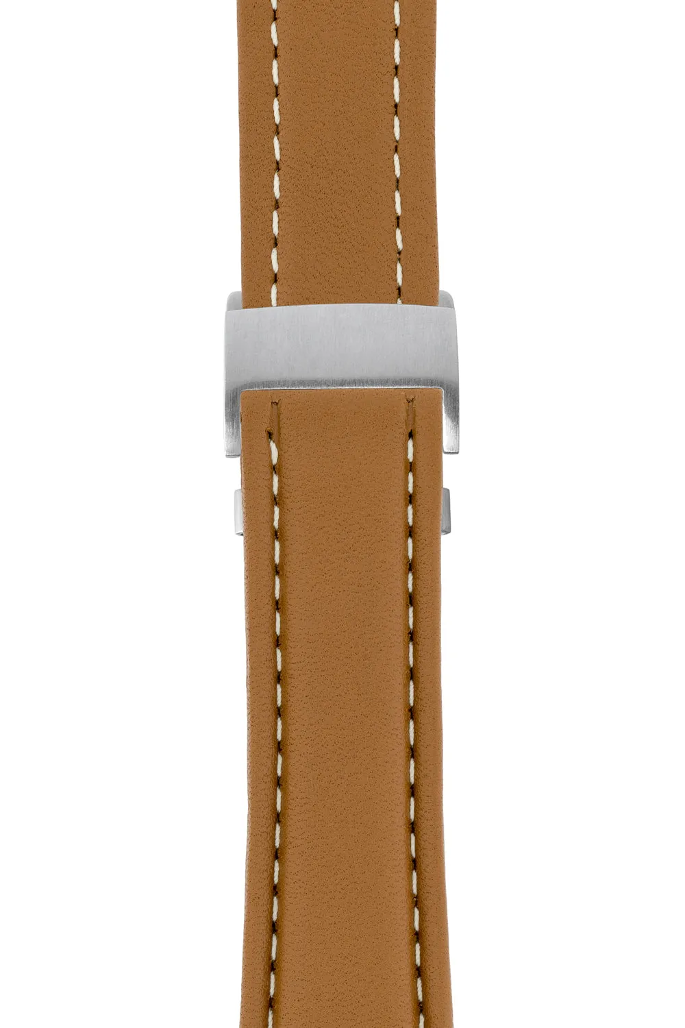 Breitling-Style Calf Deployment Watch Strap in CARAMEL