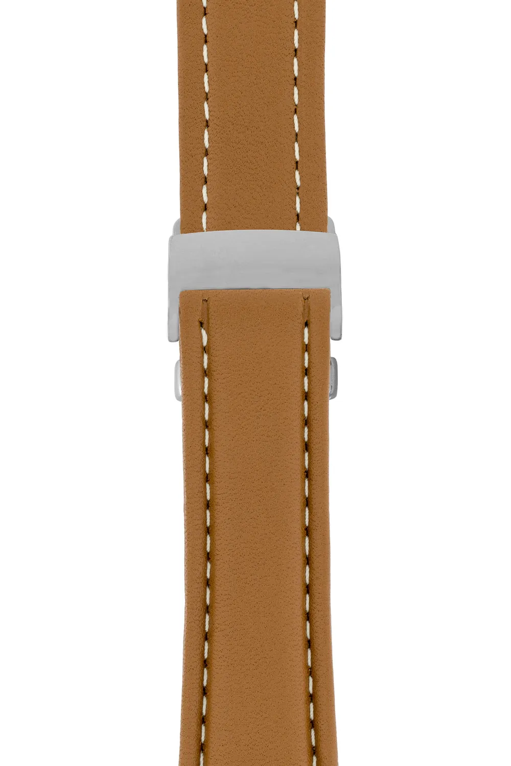 Breitling-Style Calf Deployment Watch Strap in CARAMEL
