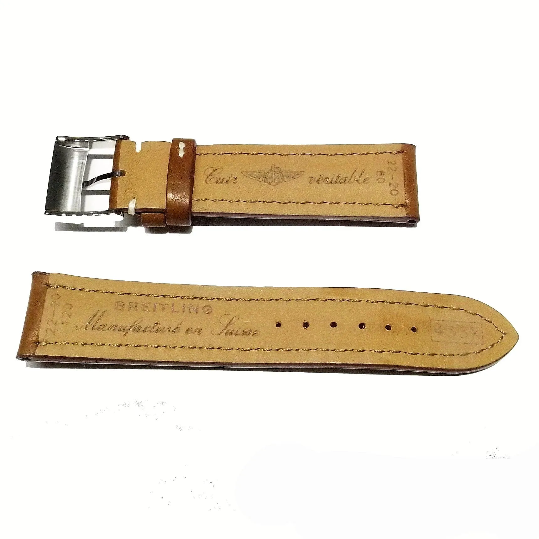 Breitling Vitello leather strap novonapappa brown 22mm 437x-22f