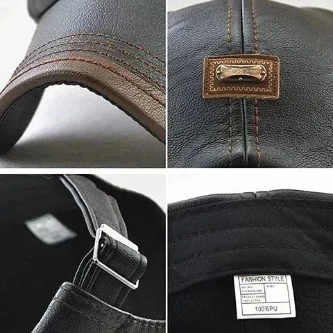 British Gentlemen Style Leather Beret Hat