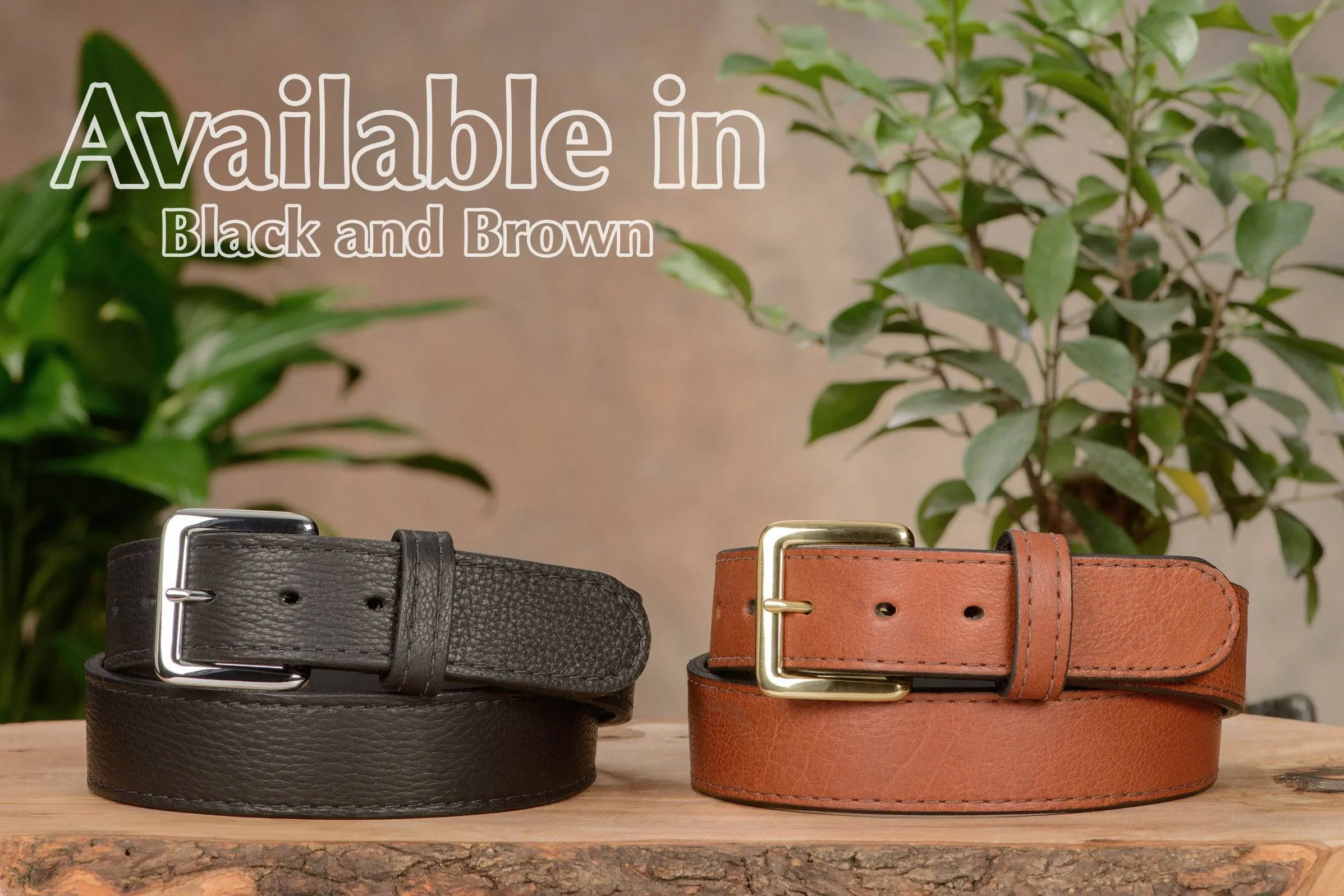 Brown American Bison Leather Belt