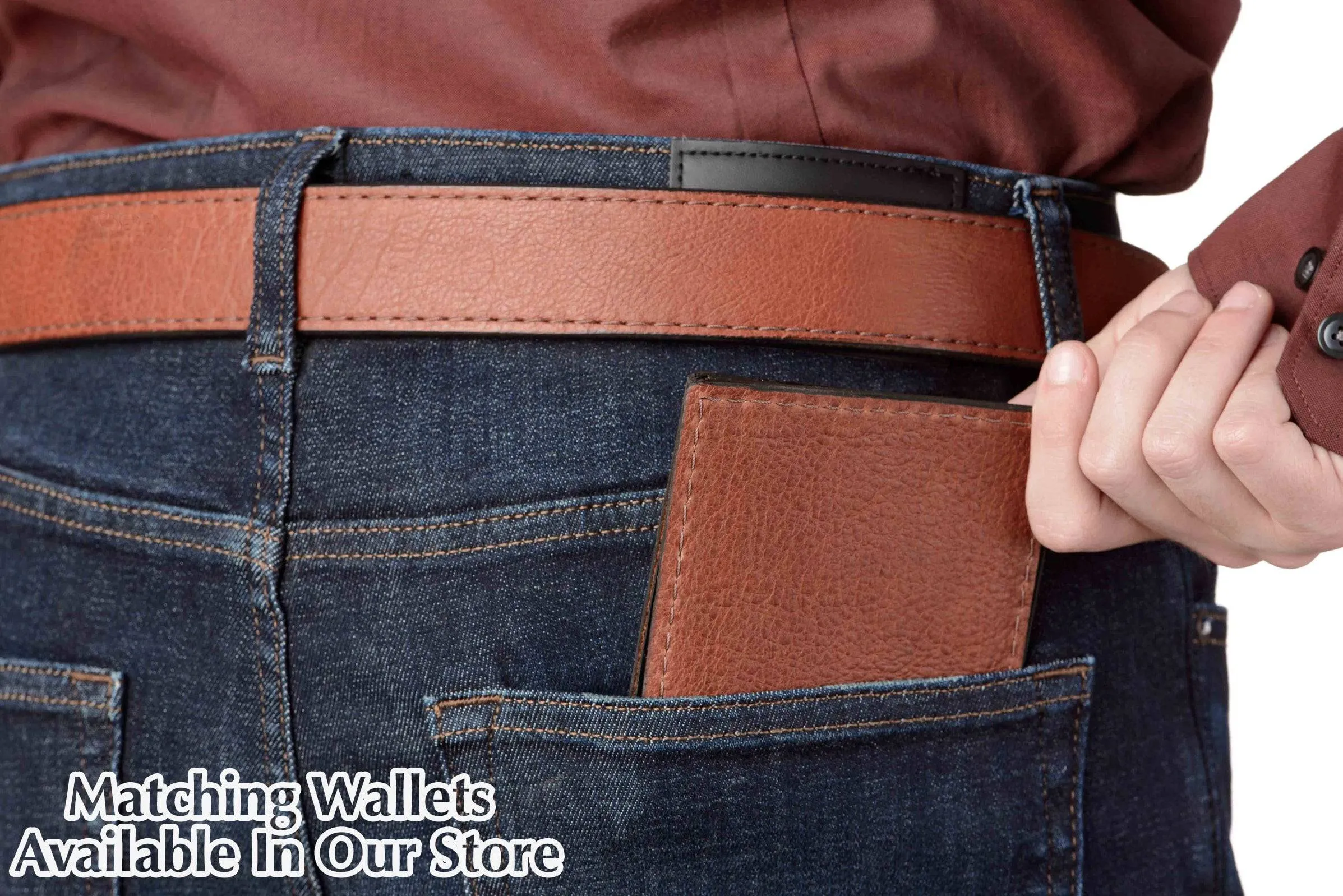 Brown American Bison Leather Belt