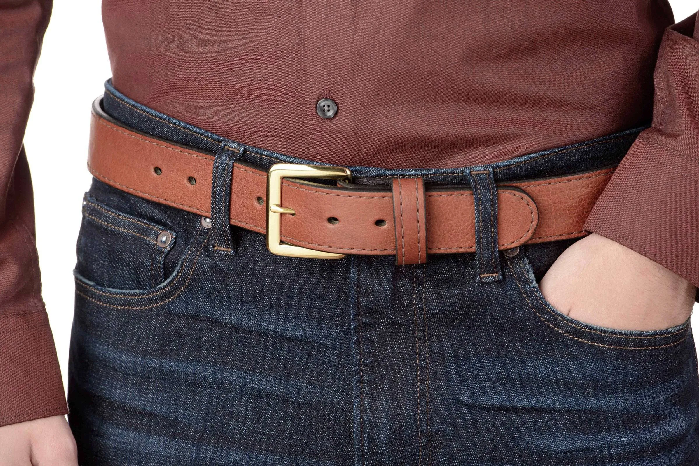 Brown American Bison Leather Belt