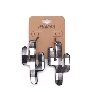 Buffalo Plaid Cactus Earrings