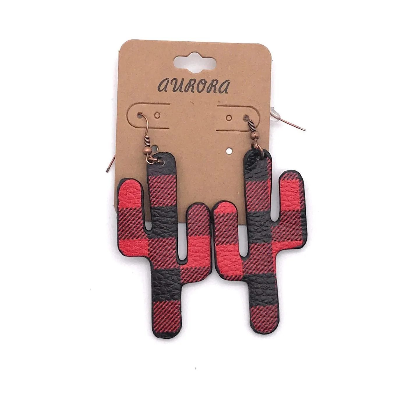 Buffalo Plaid Cactus Earrings