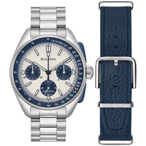 Bulova Lunar Pilot Archive Chronograph Quartz Silver Dial Watch 98K112