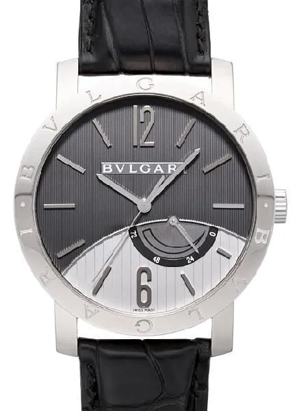 Bvlgari Bvlgari Black Anthracite Dial 18kt White Gold Black Leather Men's Watch 101384 101384 BBW41BGL