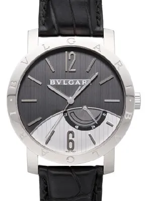 Bvlgari Bvlgari Black Anthracite Dial 18kt White Gold Black Leather Men's Watch 101384 101384 BBW41BGL