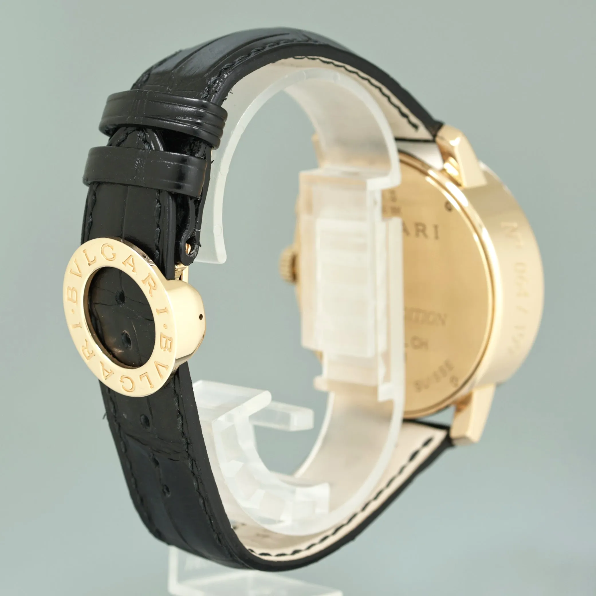 Bvlgari Chronograph Automatic 42mm Grey Dial Mens BBP42GLCH 18k Rose Gold Watch