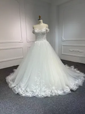 BYG #29633-2 SHOULDER STRAP HAND-BEADED LARGE CANOPY WEDDING DRESS