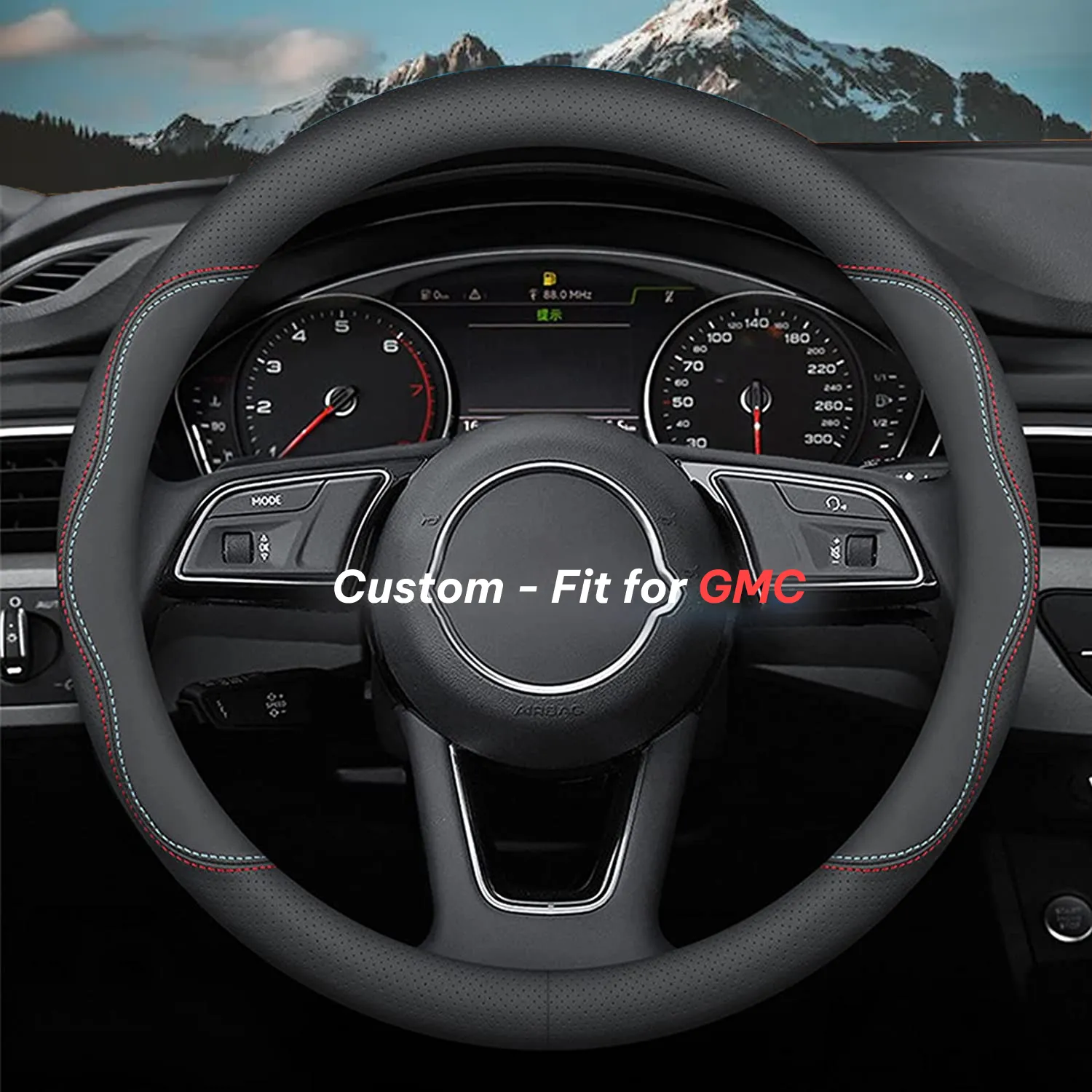 Car Steering Wheel Cover 2024 Update Version, Custom-Fit for Car, Premium Leather Car Steering Wheel Cover with Logo, Car Accessories WAWQ222