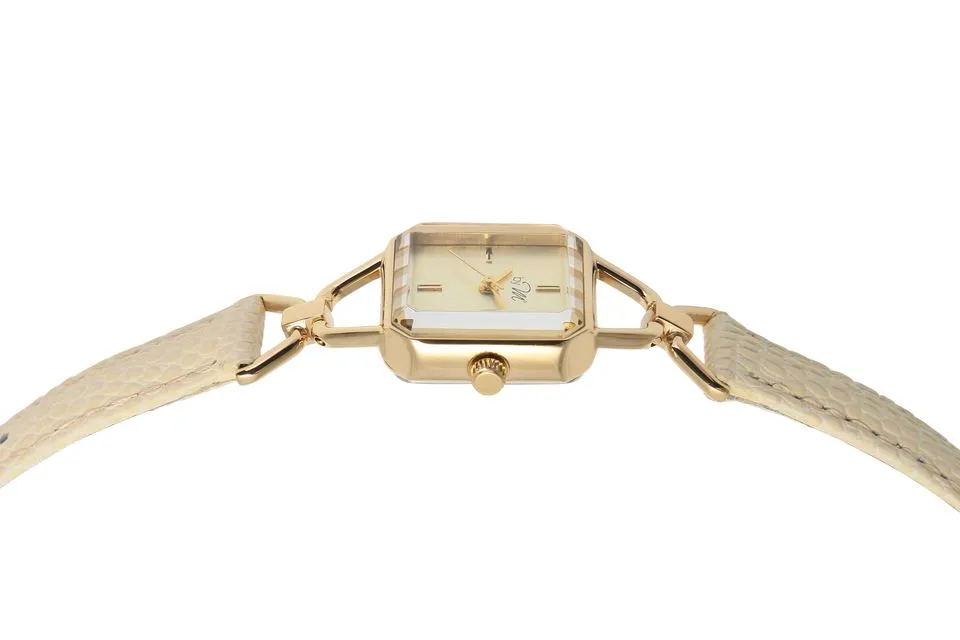 Carré GD Pari - Gold Case/Dial, Beige Leather Strap