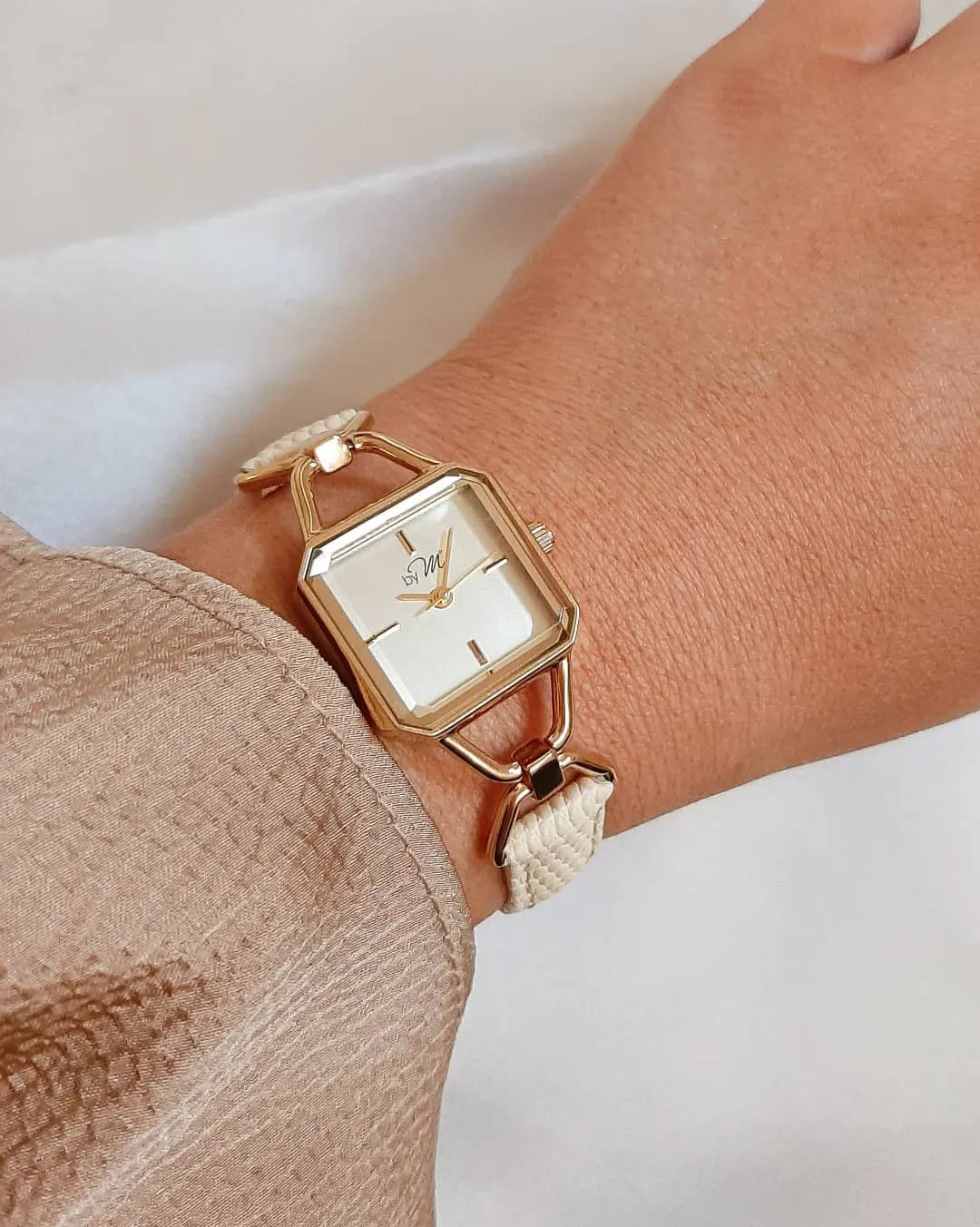 Carré GD Pari - Gold Case/Dial, Beige Leather Strap