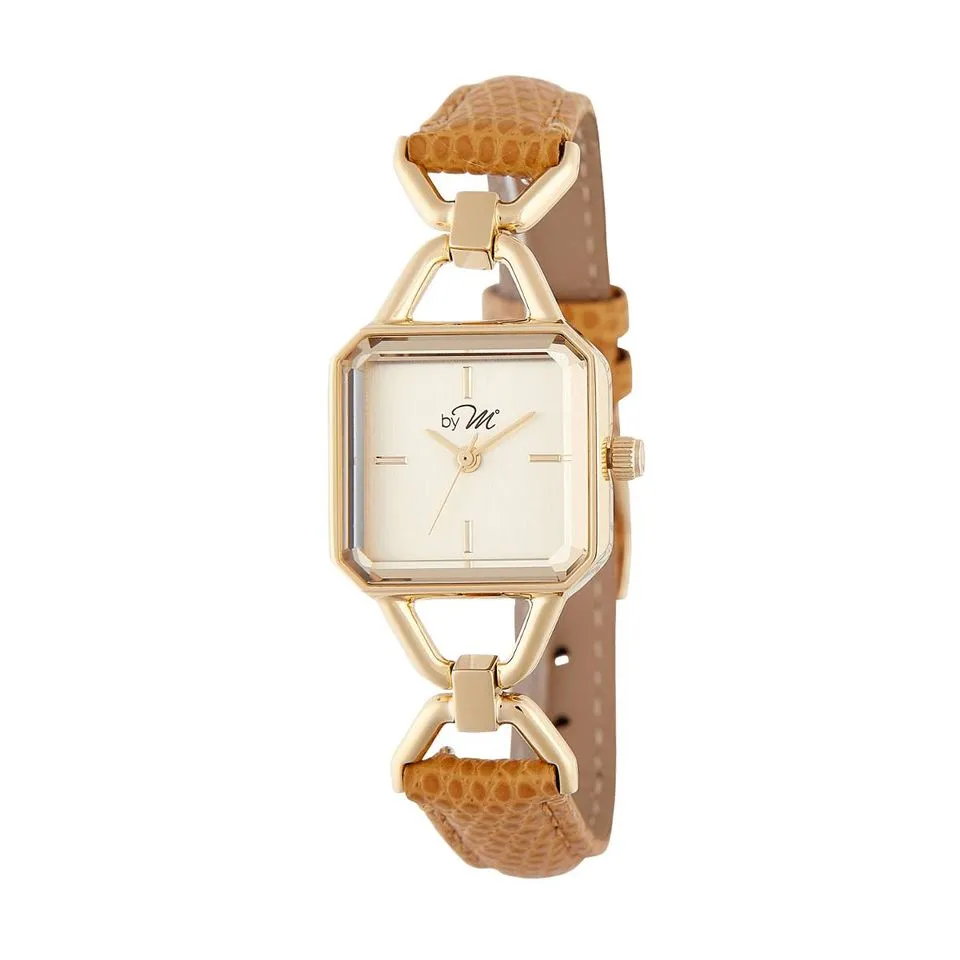 Carré GD Saba - Gold Case/Dial, Light Brown Leather Strap