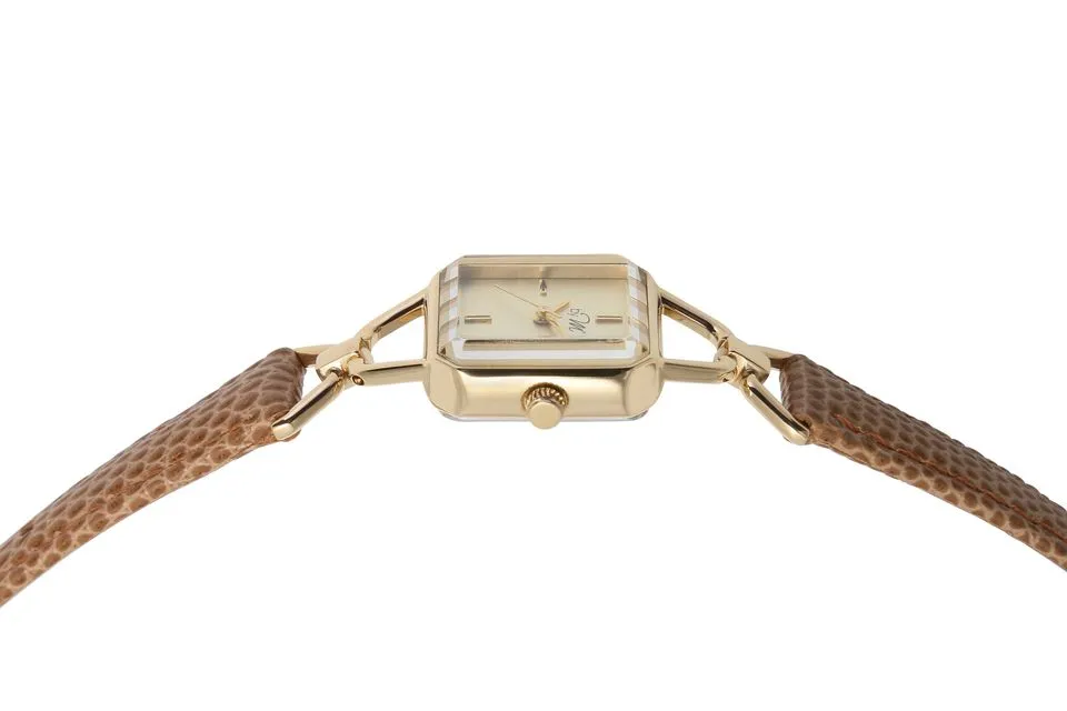Carré GD Saba - Gold Case/Dial, Light Brown Leather Strap