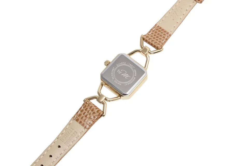 Carré GD Saba - Gold Case/Dial, Light Brown Leather Strap